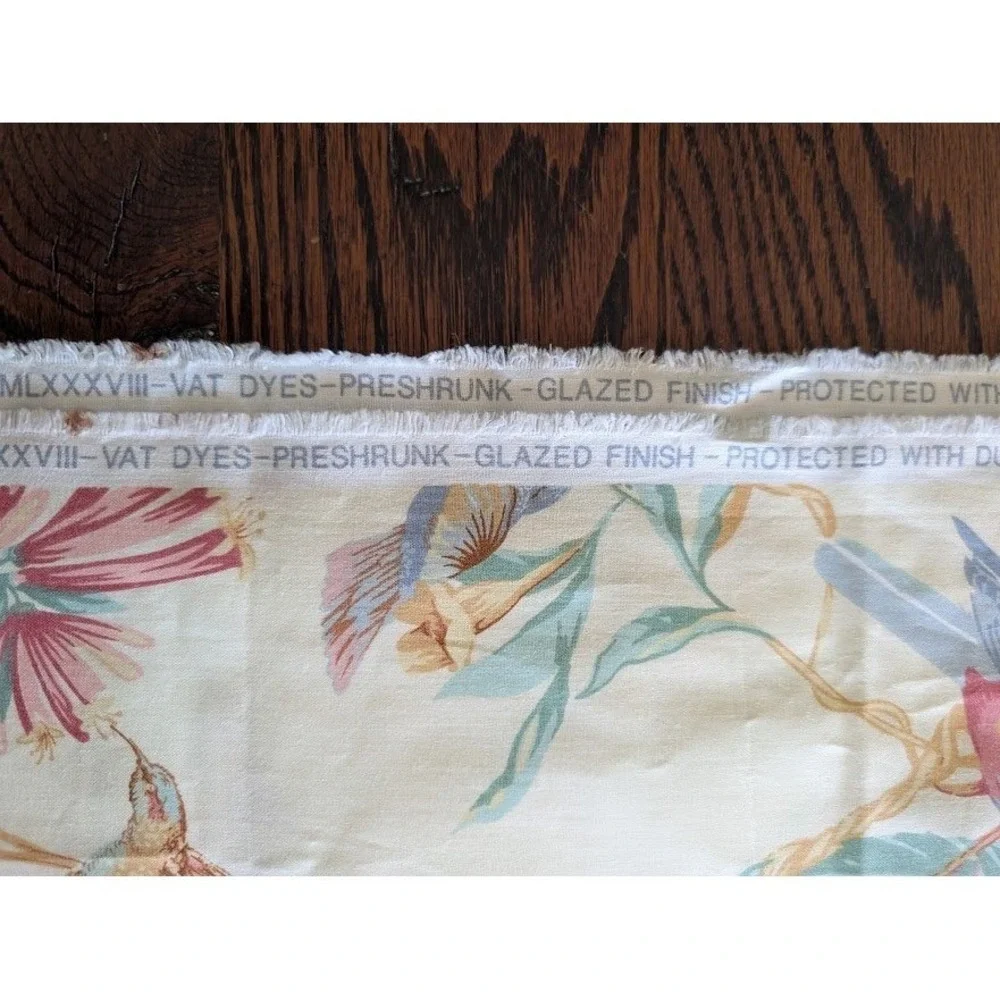Jean B 5th Avenue Floral Bird Fabric 2 Yard 79x54 Polished Curtain Panel Cottage